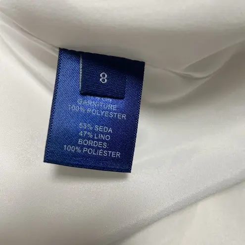 Doncaster Women’s Size 8 Ivory Silk Linen Embroidered 3/4 Long Sleeves Tunic Top