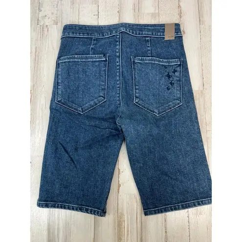 J+CO Denim Shorts Womens Size 26 Medium Blue Wash High Rise Seamed 10" Bermuda