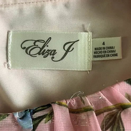 Eliza J NWT Blush Pink Floral Print Chiffon Cascade Long Sleeve Maxi Dress