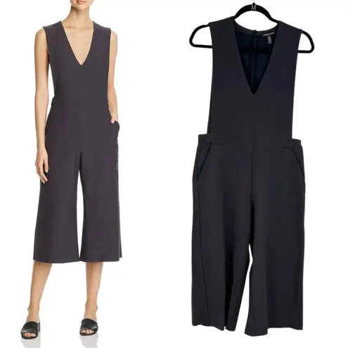 Eileen Fisher  Jumpsuit  V-Neck Crop Washable Stretch Crepe Gray Size‎ XSP Petite - Image 2