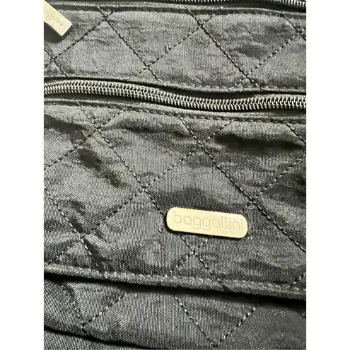 Baggallini Quilted Black Crossbody Bag Small Laptop Tote Shoulder Zipper Purse