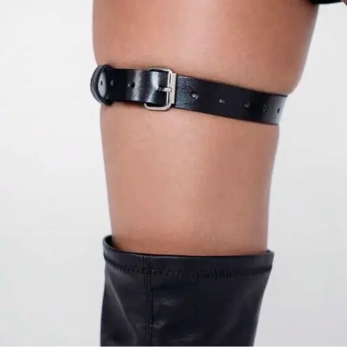 Black Leather Harness Garter Belt New