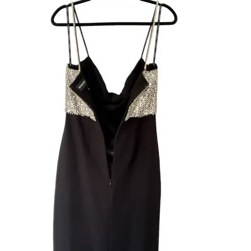 Retrofete Jazlyn Dress Sleeveless Crystal Embellished Gown Black Silver Size S