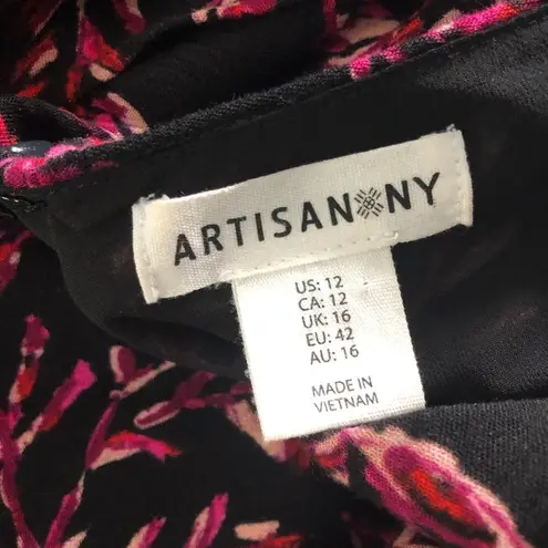 Artisan NY sleeveless pink red black Dress size 12