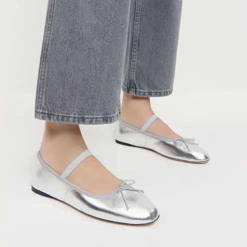 Loeffler Randall NEW Leonie Silver Leather Ballet Flat