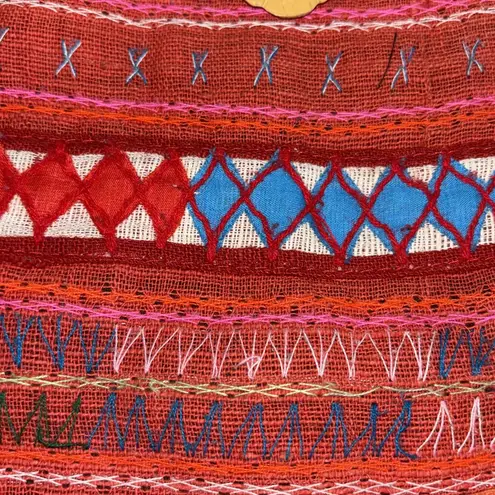 Black & Red Embroidered Women's Shoulder Bag One Zip Pocket Inside Light Weight