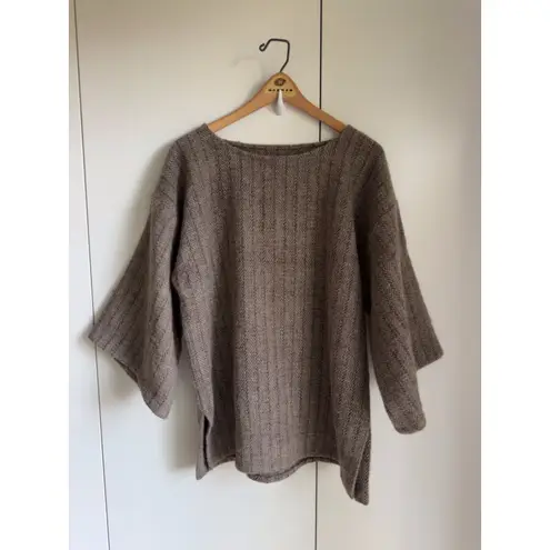 Handmade Wool Pullover Top Beachy Minimalist Hippie Boho Unisec Style Size L Gray