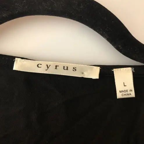 Cyrus Womens Black Long Sleeve Top With Eyelet Cutout Detail Size L