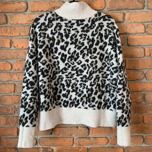 Loft  Leopard Animal Print Turtleneck Long Sleeve Pullover Sweater Beige - Size L