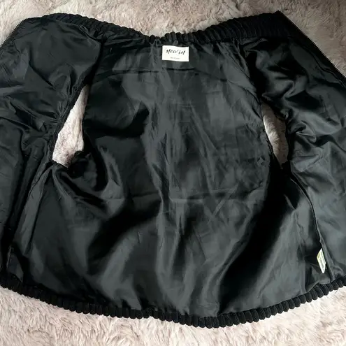 Boutique "New In" Black Corduroy Plush Mock Neck Collared Puffer Zip Up Waist Cinch Vest Size L