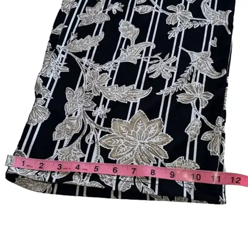 Bob Mackie wearable art black floral pants stretchy waist business casual pants