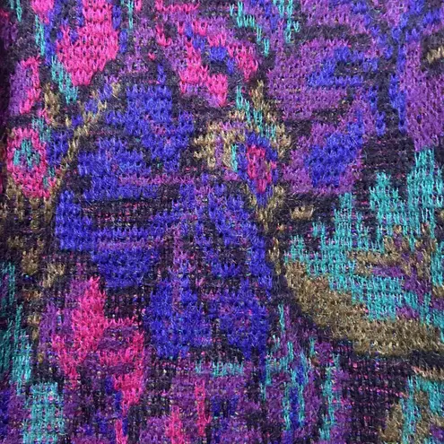 Cambridge VTG 80s/90s Womens Pink Purple Floral Artsy Wool Sweater Large Retro Cottagecore