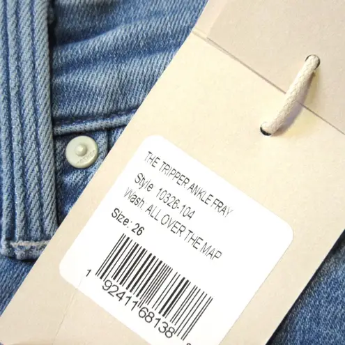 NWT Mother Tripper Ankle Fray in All Over The Map High Rise Stretch Jeans 26 Blue - Image 3