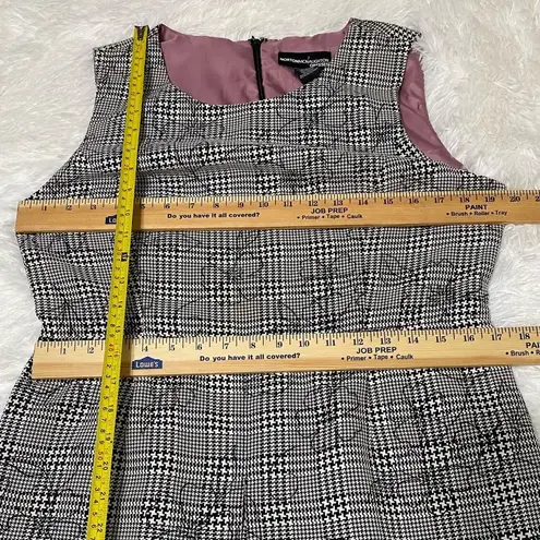 Norton Mcnaughton Plaid Floral Dress Sleeveless Black White Women’s Size 12