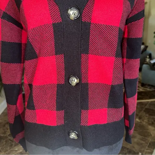 MARLED Red and Black check cardigan Small - Image 2