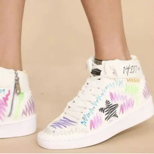 Vintage Havana New Artsy Multi Swirl High-Top Leather Sneakers size 10 NEW