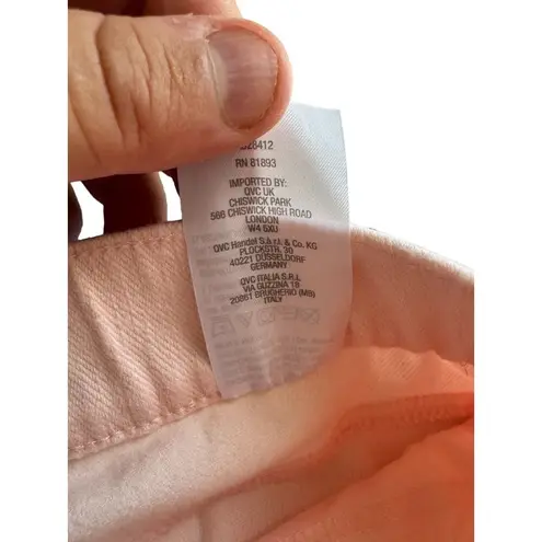 Isaac Mizrahi Live! Knit Denim Straight-Leg Ankle Jeans Light Pink 14