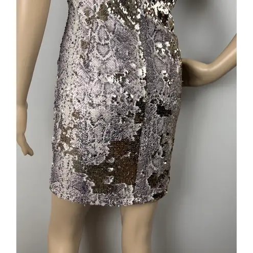 Fab'rik Bodycon Sequins Snakeskin Mini Dress Sz S Cocktail Party Club Sexy Date Purple