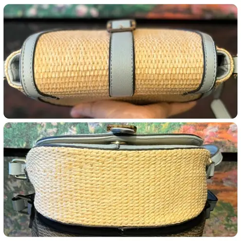 EUC Izzy & Ali Straw/Vegan Leather Crossbody or Shoulder Bag Tan