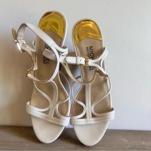 Michael Michael Kors Women’s T Ankle Strap Wedge Shoe Size 6.5 / 7 #836A