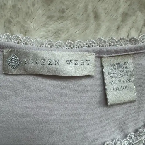 Eileen West Cotton Modal Open Front Robe L Lilac Lace Tradwife Cottage Rustic Purple Size L