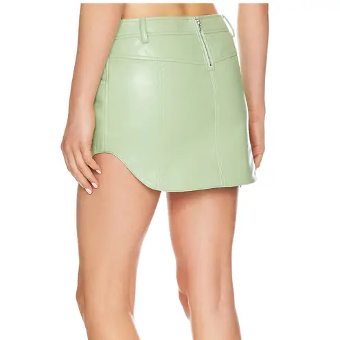Camila Coelho Green Micro Mini Skirt MEDIUM Faux Leather Low Designer $168 NEW