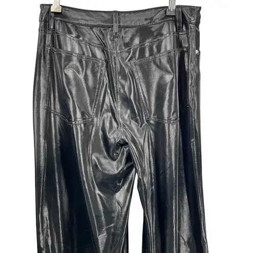 We Wore What Black Faux Leather Pants Size 29 High Rise Wide Leg Shiny