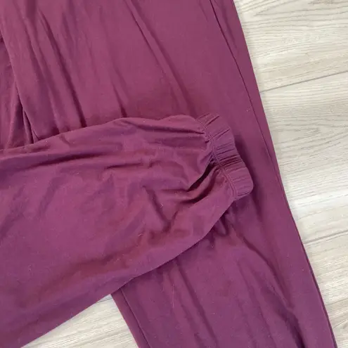 Lively Plum Long Sleeve Drawstring Waist V Neck Casual Jumpsuit Size Large Purple