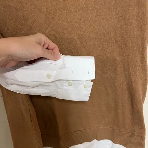 STAUD Women’s Mixed media shirt dress XS Brown