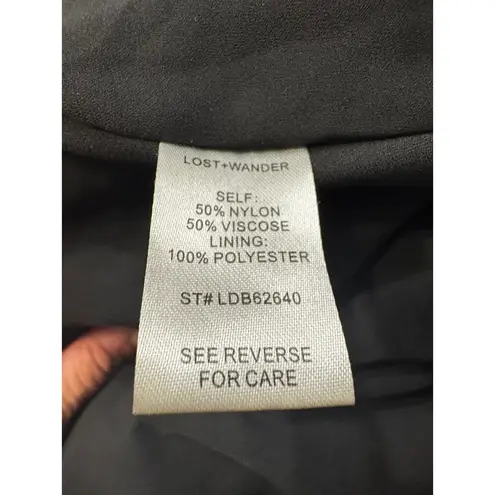 Lost + Wander Black Embroidered Ruffle Midi Dress Size L Boho Romantic Floral