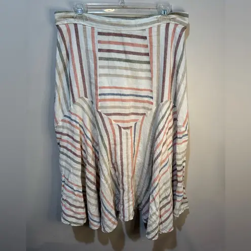 Hunter Bell Jordan Striped Contrast Flare Printed Knee Midi Skirt size 12