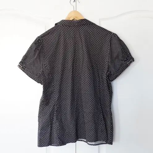 Rockabilly Goth Blouse puff sleeve Polkadots XL