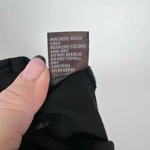 J. McLaughlin “Sonya” Black Skirt Navy Trim Faux Suede Mid Length Women’s Size 8