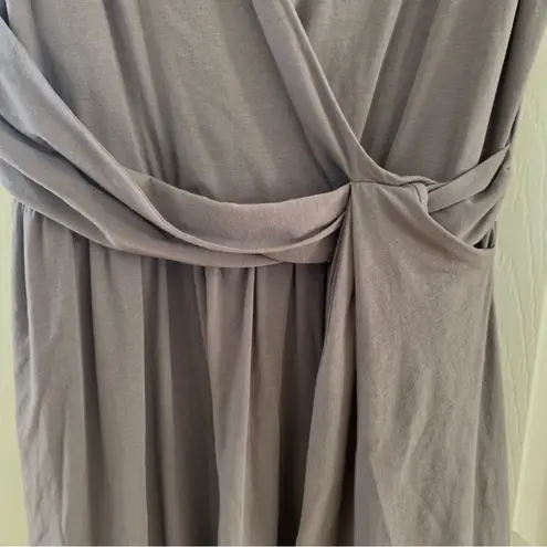 Garnet Hill Grey Faux Wrap Sleeveless Sundress