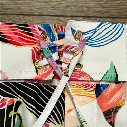 La Blanca Paradise Print High Rise 3” Swim Board Shorts White Pink Size XS