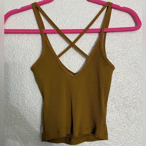 Vuori Mustard Ribbed crop Tank Top size XS