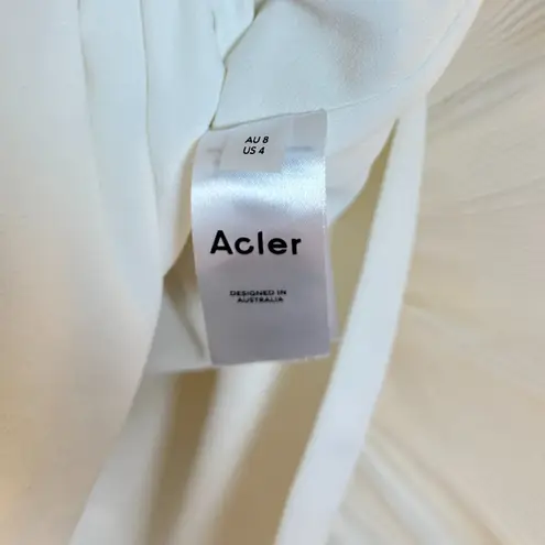 ACLER Spenmoss Pleated Ruffle Minidress in Ivory Size US 4 White