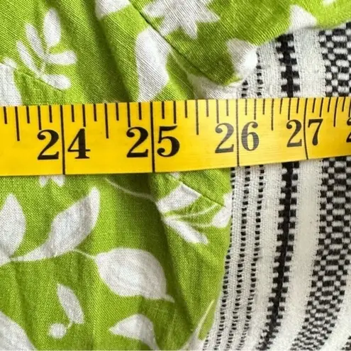 Ava & Viv Lime Green White Floral Linen Blend Rayon Blouse