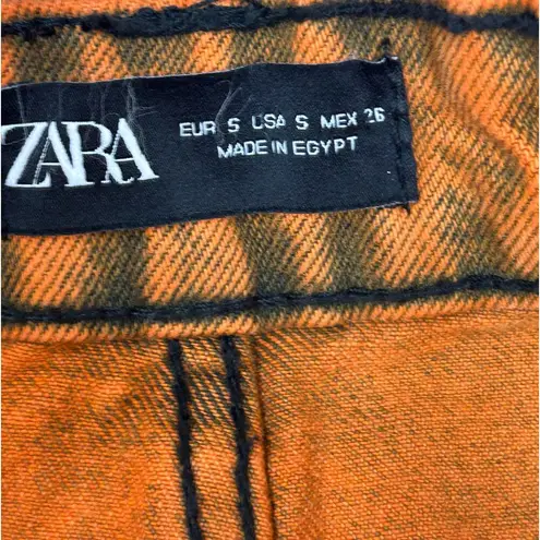 ZARA Super Stretch Jeans Short Mini Skirt - Size Small - Orange Denim