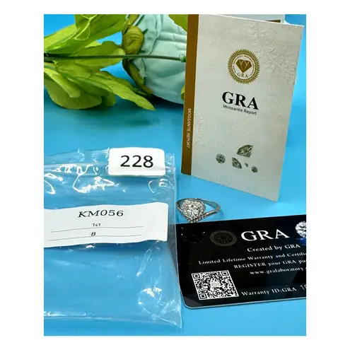 1 carat Moissanite Heart Shaped Cut Ring Moissanite Accents 8 Silver