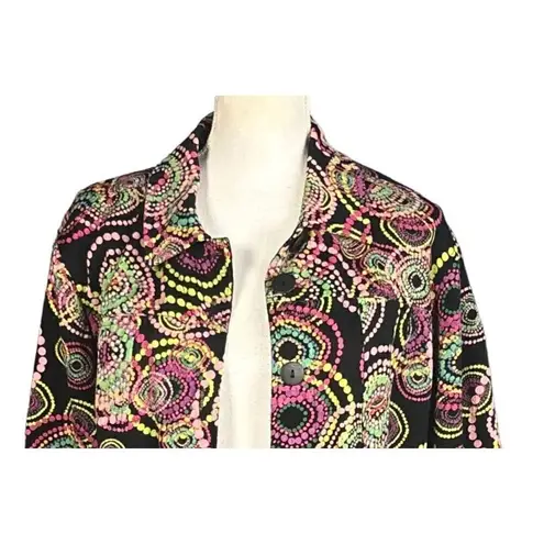 Lifestyle Statment Jacket Size Large Black Pink Geometric Eclectic Swirls Artsy