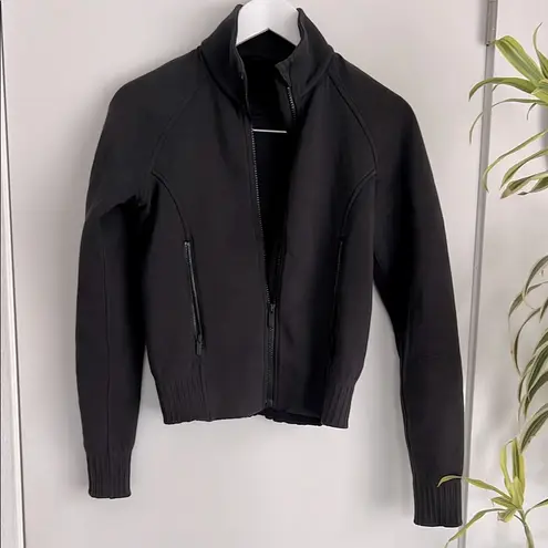 Lululemon  NTS Black Cotton Cropped Full Zip Stretch Bomber Jacket 2