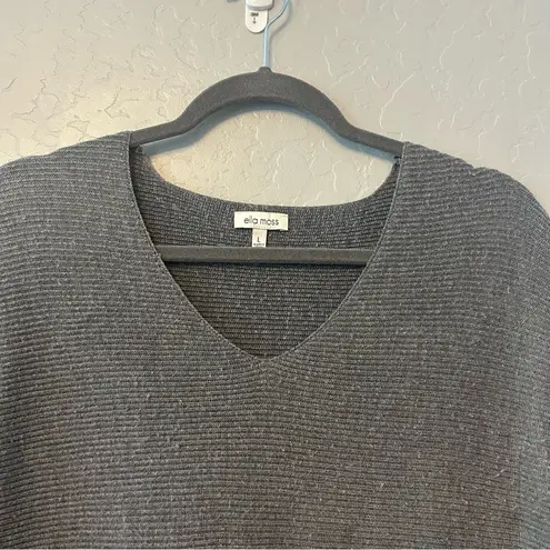Ella Moss charcoal gray v-neck ribbed pullover sweater size large