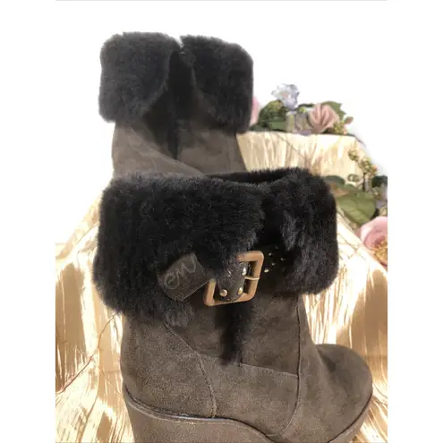 EMU Australia EMU Heighton Wedge Suede Boots Women 8 Brown Studded Dark Academia Size 6