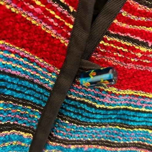 Vintage Allure XL Aztec jacket stripes glass painted barrel buttons colorful