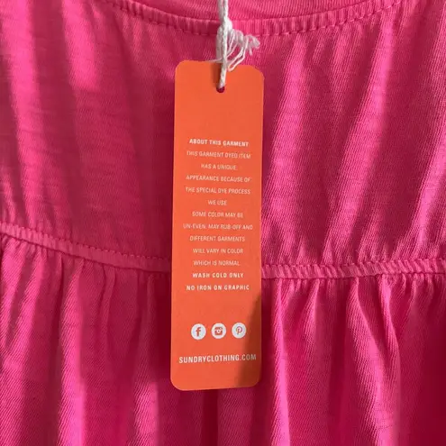 Sundry Tiered Sleeveless Jersey Cotton Tank NWT Hot Pink Soft