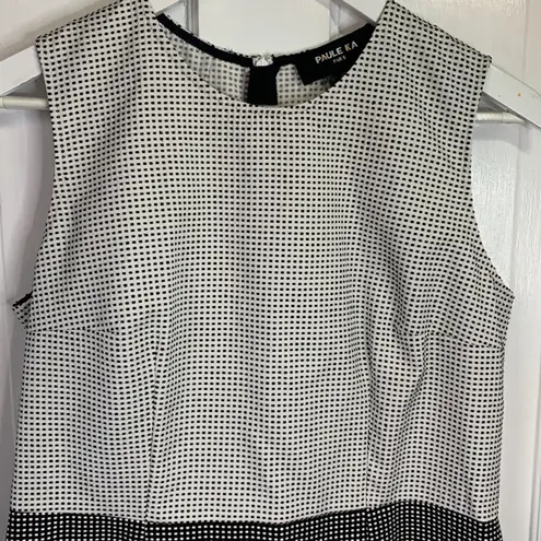 Paule Ka Paris Modern Black White Geometric Sleeveless Shift Dress W