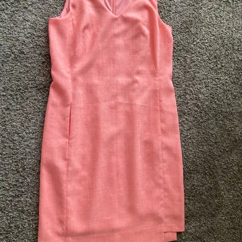 Kasper Pink Sheath Midi Dress V-Neck Sleeveless