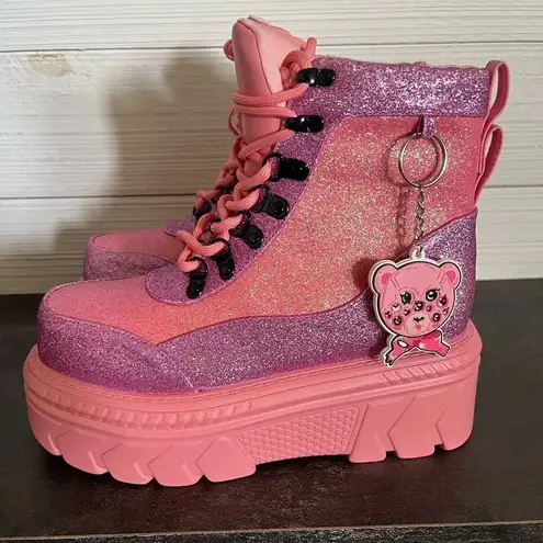 Dolls Kill  Pink combat platform boots Addy The Baddy Bear Combat new size 5