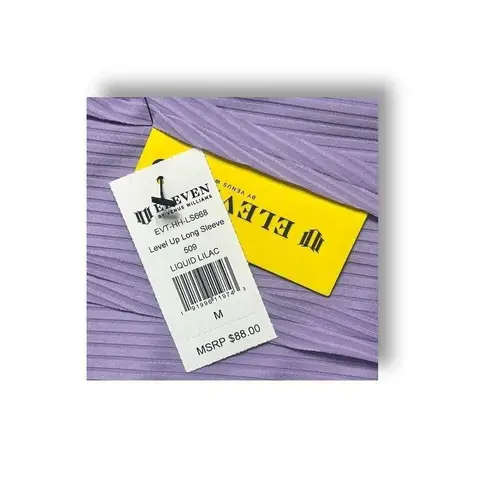 EleVen M Lilac Ribbed Long Sleeve Top Tennis Golf Activewear Stretch Square Neck Purple Size M